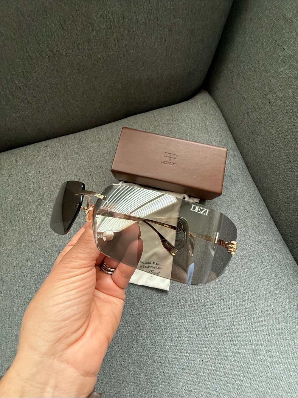 Dezi x Monet Moneybag 58mm Rimless Square Sunglasses Sold Out - Picture 9 of 12